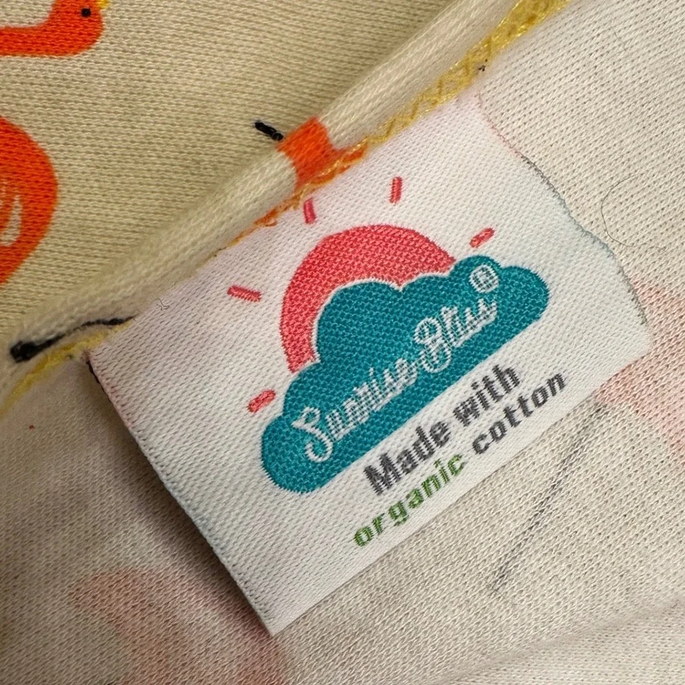 Sunrise Bliss Organic Cotton Hair Towel Wrap Flamingo Print Made in USA Cream